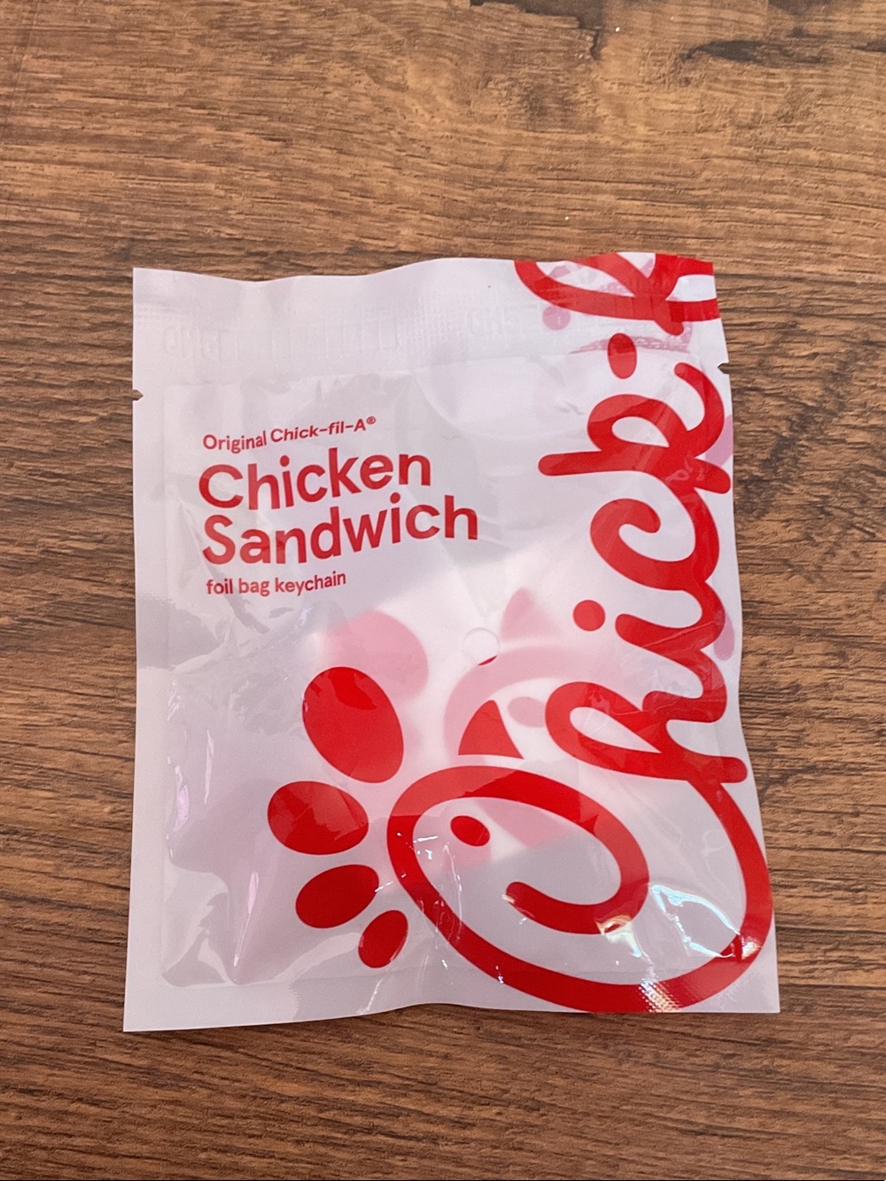 Chick-fil-A Red & White Chicken Sandwich Foil Bag Keychain